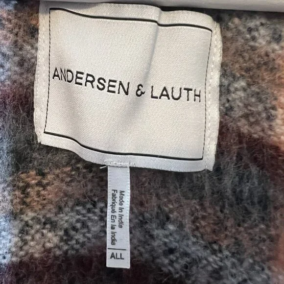 Anthropologie ANDERSEN & LAUTH Plaid Poncho Wool Blend Size ALL Fringe Winter - Picture 2 of 6